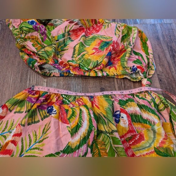 Farm Rio Macaw Leaves Cutout Waist Linen Blend Mini Dress Size M - Picture 11 of 14